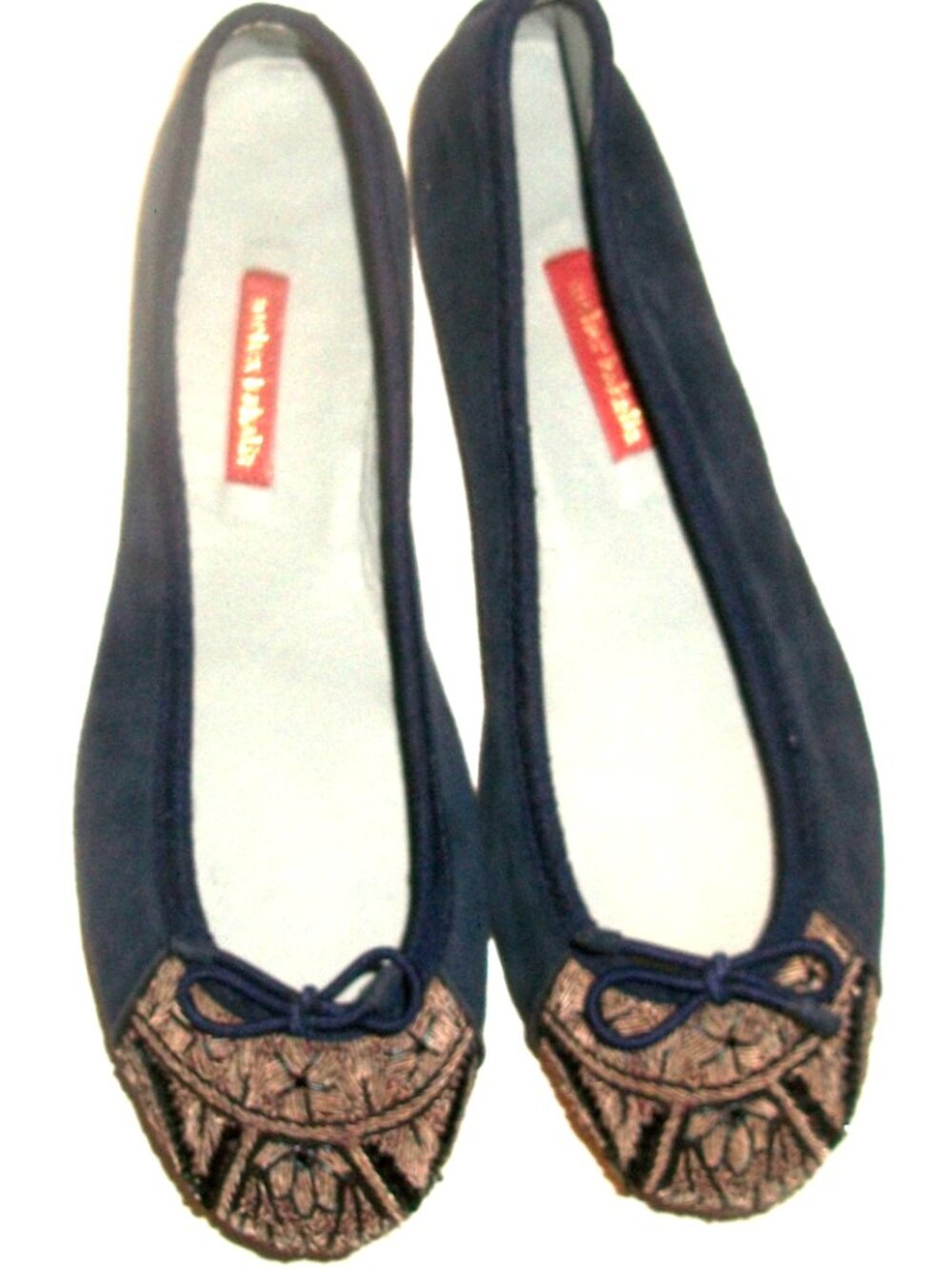 Meher Kakalia Navy Suede & Silver Bizi Ballet Flats Near-New Worn Once